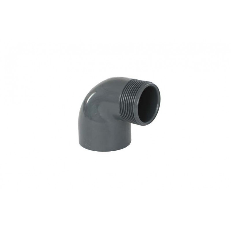 Coude PVC Pression 90° Mixte Diamètre 40x1"1/2 PN10 Femelle à coller Mâle à visser