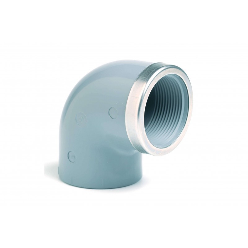 Coude PVC Pression 90° Renforcé Mixte Diamètre 63x2" PN16 Femelle à coller Femelle à visser Coude PVC Pression 90° Renforcé Mixte Diamètre 63x2" PN16 Femelle à coller Femelle à visser